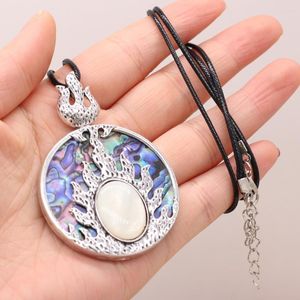 Pendant Necklaces 4PCS Wholesale Price Natural Freshwater Shells Rose Quartz Turquoise Round Necklace Jewelry Accessories Charm Gift