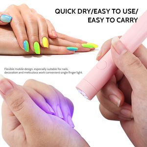 Nageltorkar Minibatteriförvaring Nagellampa USB Bärbar ficklampa Pen Typ LED Ljusterapi Maskin Ultraviolett Nageltork Baklampa 230706