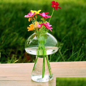 Vases Mushroom Shaped Glass Vase Terrarium Bottle Container Flower Home Table Decor Modern Style Ornaments 6Piece Drop Delivery Garde Dhsib