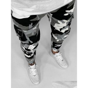 Jeans da uomo Mens Camouflage Cargo Men Mti Pocket Cotton Military Camo Denim Army Track Pantaloni Streetwear Pencil-Jeans Malemens Dro Dhfjt