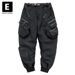 Vestido hip hop calças de carga dos homens função calças militares tamanho grande haruku preto harem calças corredores lápis streetwear