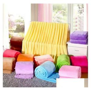 Filtar Enfärgade Varm Flanell Polyester Fiber Mjukt Överkast Plysch Vinter Sommar Täcke Till Sängsoffa 9053 Drop Delivery Dhx59