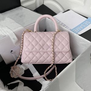 Top -Quality -Frauen -Einkaufstasche mit Top -Griffgold -Hardware -Modedesigner -Umhängetasche Schwarz weiße echte Lederhandtasche mit Schachtel