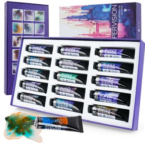 Раскрашивание ручек Super Vision 15pcs Слоистая цветовая акварельная пигментная пигментная мастерская краска для воды 15 мл трубок для рисования поставщиков искусства 230706