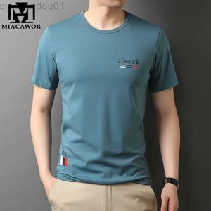 Męskie koszulki nowe klasyczne 95% bawełna letnie męskie koszulki z krótkim rękawem męskie koreańskie dorywczo modny top Tees O-Neck odzież męska T1230 L230707