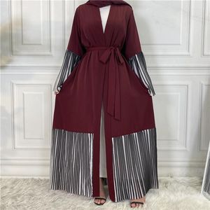Odzież etniczna Ramadan maroko Party Dress muzułmanki Eid Abaya Pleasted Abayas dubaj turcja arabskie sukienki Kaftan Robe Longue Vestidos