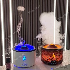 Humidifiers 360ml Volcanic Flame Aroma Oil Diffuser Smoke Ring Air Humidifier Ultrasonic Atomizing Sprayer As Christmas Gift R230707