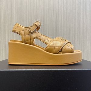 Grosgrain satin Cotton soft fabric Sandals platform Sandals 7cm wedges heels women's luxury designers sandal Rubber sole Casual Fashion Sand shoes Size 35-41 box