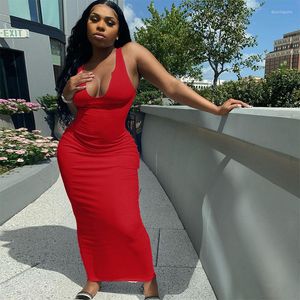 Work Dresses Women Fashion Long Y2K Sexy Sleeveless U-neck Pullover Dress Summer Solid Color Slim Clothes Nightchub Wear