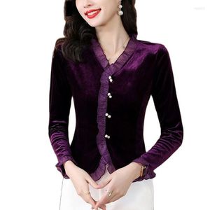 Women's Jackets High-grade Gold Velvet Bottoming Shirt With Long Sleeves In Spring And Autumn Coat Women Fashionable Small