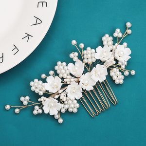 Bridal Handmade Flower Hair Comb Luxurious Hair Clips Copper Wire Winding Hair Accessories for Woman Hair Decorative Ornaments