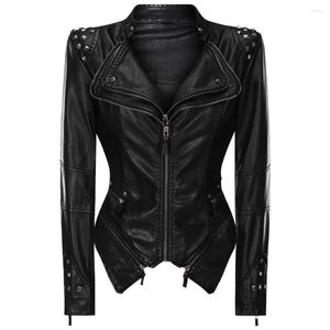 Women's Jackets Motorcycle Leather Coat With Studs Autumn