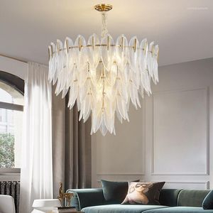 Żyrandole nowoczesny luksusowy wystrój domu wysokiej klasy szklany liść do salonu sypialnia El Hall Villa Art lampa wisząca