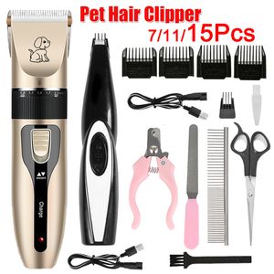 Toelettatura per cani Tosatrice elettrica per animali domestici Kit per toelettatura professionale Ricaricabile Pet Cat Dog Hair Trimmer Rasoio Set Tagliacapelli per animali 230707