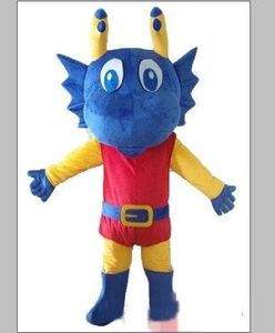 Halloween Costume da mascotte di calcio Dragond blu Costume da personaggio dei cartoni animati Vestito da abito da festa all'aperto di Natale Abbigliamento pubblicitario promozionale per adulti