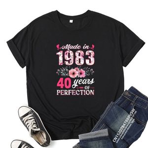 Camiseta Feminina Feminina 40 Anos Aniversário Camiseta Engraçada Menina Gráfico Moda Harajuku 2023 Streewear Roupa Causal Feminino Y2K Presente Tops Tee 230707