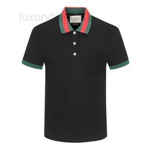 Men's Polos Designer 2023 Summer Men polo Shirts women luxury color collar front pocket Red green stripes print TShirts Embroidery letter casual poloshirt black QJNS