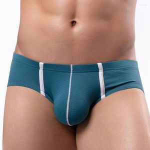 Underpants 3D U Convex Pouch Briefs For Men Mesh Breathable Panties Youth Low Waist Underwear Ice Silk Nylon Sexy Bulge Ligerie Elastic