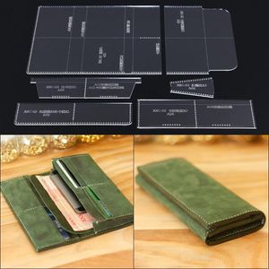 Wallets 1 Set DIY Long Wallet Acrylic Template Leather Stencil Pattern DIY Leather Craft Tools Cutting Model 20cm*9cm*2cm