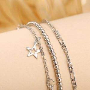 Fotlänkar IF YOU BOHO Stjärnset För Kvinnor Bohemian Silver Color Bead Anklet 2023 Butterfly Chain Foot Armband Beach Smycken