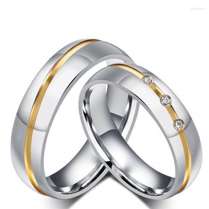 Fedi nuziali Fashion Hip Personalità semplice Colore argento Oro Micro Set Anello Acciaio inossidabile Rotondo Coppia dito Gioielli per uomo Donna