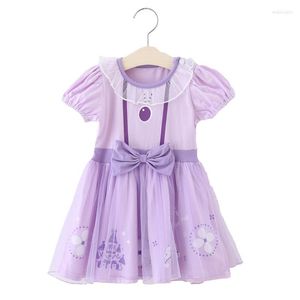 Girl Dresses Style Childrenswear Summer Short-sleeved Girls Dress Bow Kids' Skirt Sophia Princess