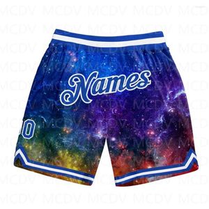 Pantaloncini da uomo Custom Royal-White 3D Authentic Basketball All Over Printed Quick Drying Beach