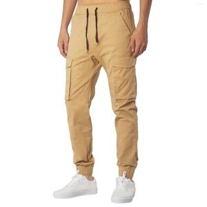 Men's Pants Drop Fashion Sport Jogger Casual Solid Color Pockets Waist Drawstring Ankle Tied Skinny Work Cargo