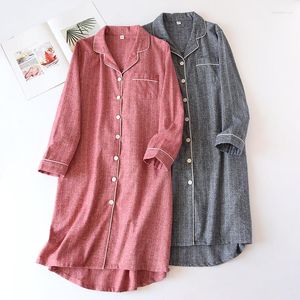 Pigiameria da donna 2023 Gonna in cotone stile Cardigan Camicia da notte da donna Primavera e autunno a maniche lunghe Allentato di media lunghezza Taglie forti