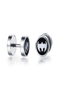Mens Guys Stainless Steel Earrings Batman Symbol Pattern Screw Tunnel Back 1pair8931257