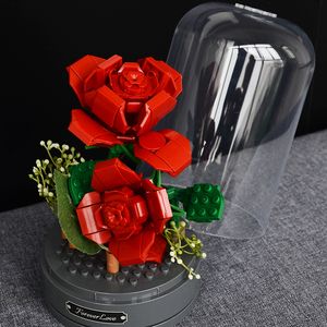 Novelty Items DIY Building Blocks Rose Music Box Immortal Flower Musical Box Clockwork Sound Box Birthday Valentine's Day For Girl Mom Gift 230707