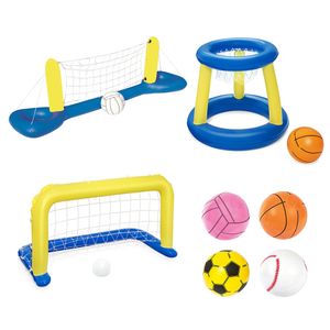 Sand Play Water Fun Pais Child Swimming Pool Water Inflatable Volleyball Basketball Ball Water Net Colchão Sports Games Circle Float Beach Toys 230707