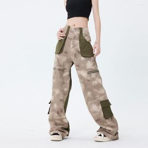 Herren Jeans Oversize Camouflage Wide Denim Hosen High Street Functioncan Patches Casual Hosen Baggy Leg Camou Overalls