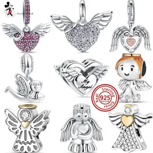Per fascino pandora 925 perline d'argento charms Scatola originale Silver Angel Series European Bead Charm Bracelet Collana gioielli