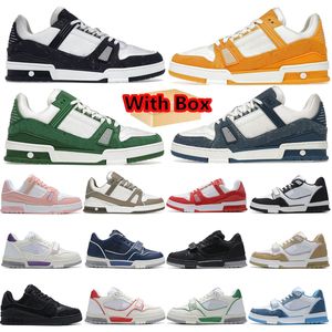 Designer Casual Shoes Trainer Sneakers Black White Triple White Pink Sky Blue Black Green Yellow Denim Low Platform Leather Sloe Rubber Men Women Outdoor Walking