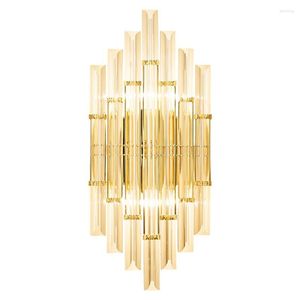 Luminária de parede Nordic Modern Luxury Crystal El Designer Model Room Art Deco Luminaire Quarto Bedside Background Luminária Led