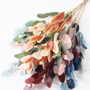 Decorative Flowers Artificial Plant Eucalyptus Leaves Plastic Green Plants Fake Flower Home Room Decoration Diy Wedding Decor Bouquet