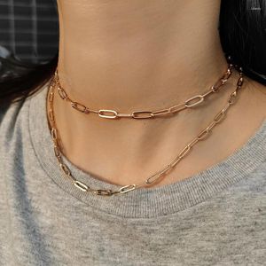 Chains 3/4mm Womens Girls Paperclip Rolo Link Necklace 585 Rose Gold Color Chain Fashion Wedding Party Gifts Jewelry 2023 DCN43