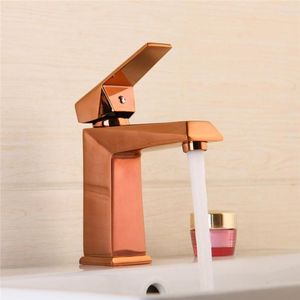 Bathroom Sink Faucets Torayvino Basin Faucet Rose-golden Painting Space Aluminium Taps Metal Materials Single Handle Deck Mounted