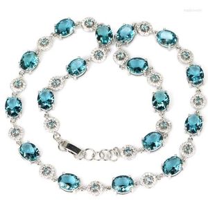 Chains 925 SOLID STERLING SILVER NECKLACE CHAIN Rich Blue Aquamarine London Topaz Pink Morganite CZ Wholesale Drop