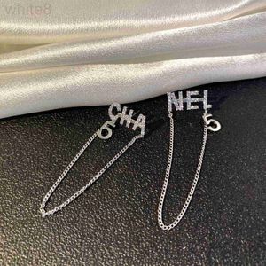 Charm designer Tiktok Same CHA Letter Chain Earrings Light French High Sense Number 5 Female Zircon AB BOXE