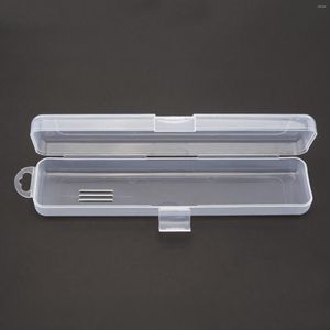 Conjuntos de talheres Transparente Flip Portátil Comprimento interno Caixa de armazenamento de talheres para kit de talheres Estojo de viagem