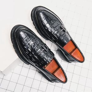 2023 Luxury Crocodile Print Shoes High Quality Leather Fashion Men's Shoes Rubber Sole Brown Casual Shoes 1AA10 1AA10