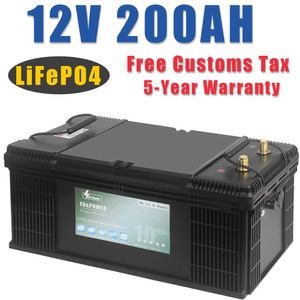 12V 200Ah LiFePO4 litiumjärnfosfatbatteri 2400Wh Vattentätt för husbilscampare Solar Golfvagnar Yacht Marine