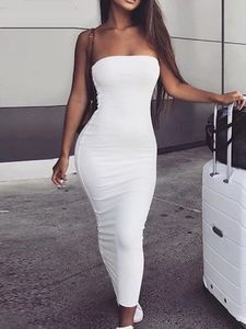 Urban Sexy Dresses Sibybo Off Shoulder Strapless Strapless Sexy Women Dress Sleeveless Straight Long Bodycon Dress Backless Casual Summer Party Dress Women 230707