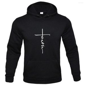 Męskie bluzy z kapturem „Faith” na co dzień sport z kapturem wycięcie pod szyją moda ponadgabarytowa bluza z nadrukiem w litery polarowa bluza z kapturem odzież