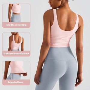 Active Shirts NWT U-Back Stretchy Workout Gym Yoga Bras Women Racerback Tank Sexy Sports Sleeveless Shirt Loose Athletic Tops