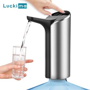 Automatic Electric Water Pump Dispenser - USB Rechargeable Portable Drinking Pump for 5 Gallon Water Bottles, BPA Free, White