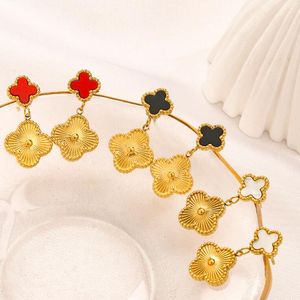 Classic fashion women elegant 4/four leaf clover earring dangle designer earrings jewelry 18K stainless steel girls gift