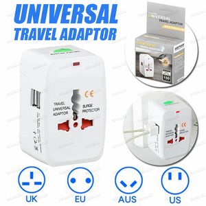 Universal Travel USB-omvandlingsuttag Reseadapter med dubbla USB-laddningsportar Allt-i-ett International World Travel AC Power Converter Plug Tillbehör